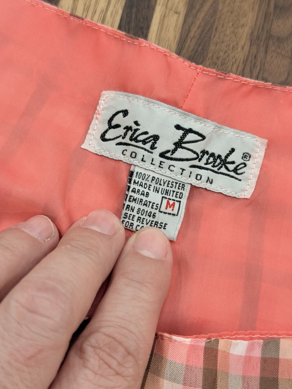 Erica Brooke Collection Pink Brown Plaid 2 Piece Pants Tank Set Med Vintage